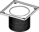 TECE Abflussrahmen mit quadratischer Auflagefläche und gewelltem seitlichen Anschluss, ausgeführt in Kunststoffmaterial.
